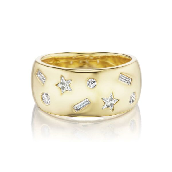Mixed Shape Wide Diamond Band