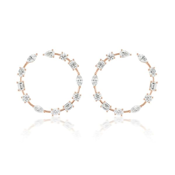 Fancy Shaped Diamond Bar Hoops