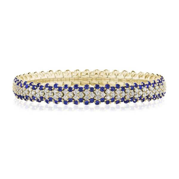 Blue Sapphire Multi Row Stretch Bracelet - Image 3