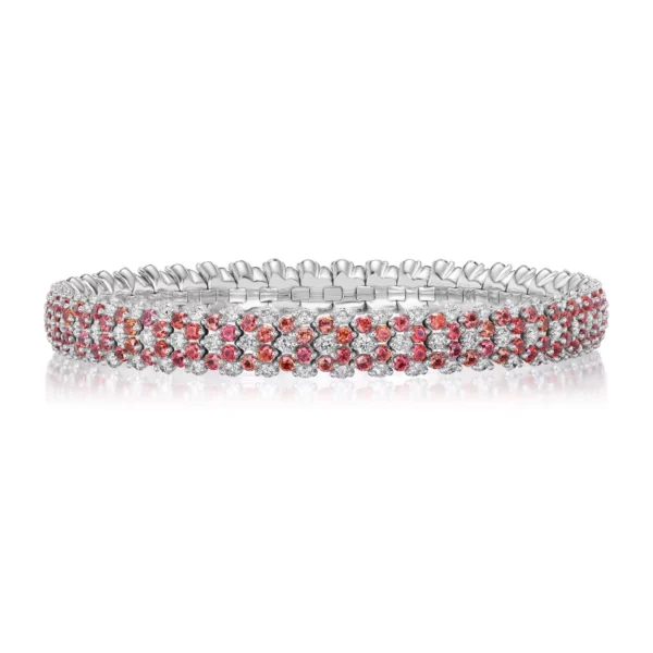 Orange Sapphire Multi Row Stretch Bracelet - Image 4