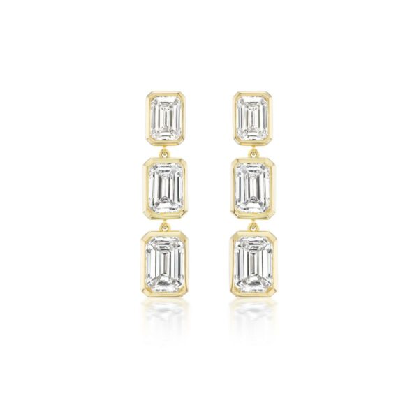 Emerald Cut Diamond Drop Earrings