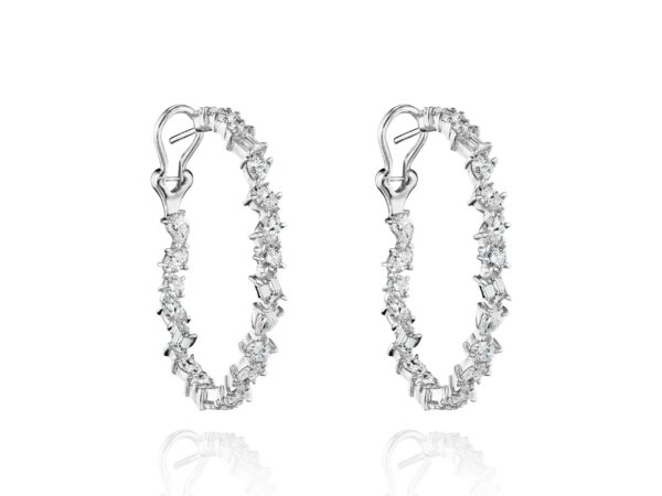 Mixed Shape Diamond Hoop Earrings