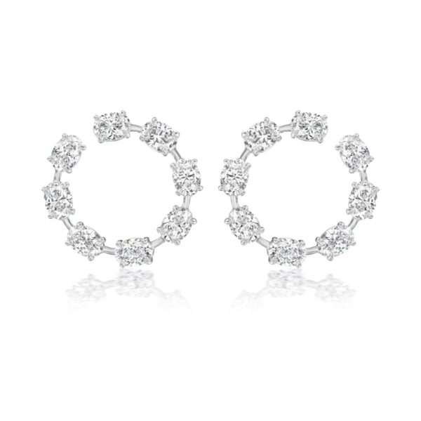 Oval Diamond Bar Hoops