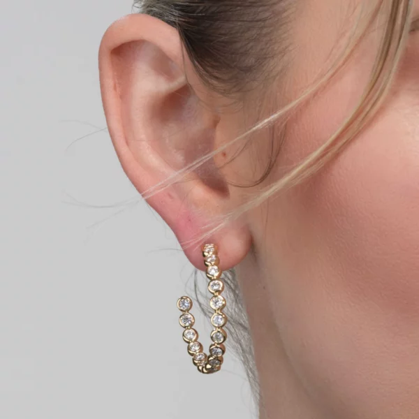 Diamond Bezel Hoops - Image 3