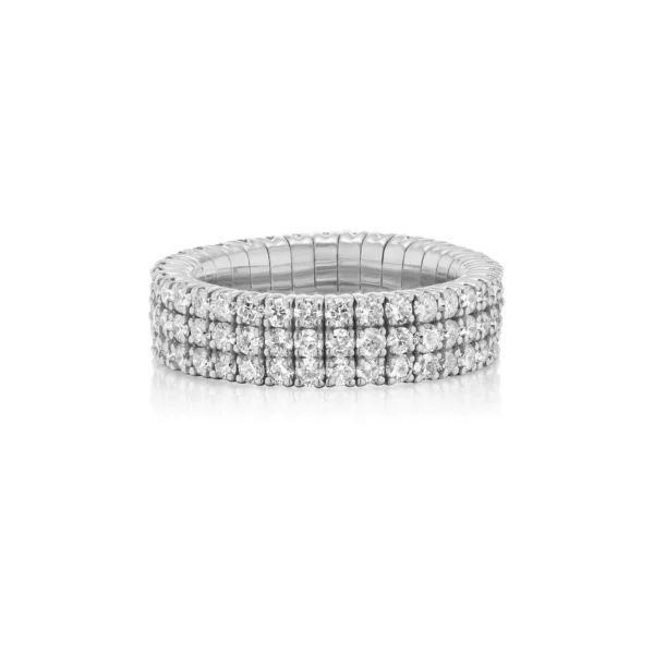 Triple Row Diamond Stretch Ring