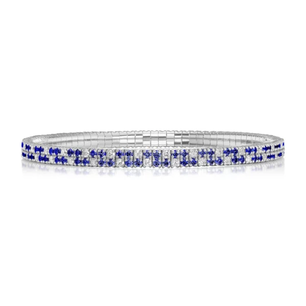 Blue Sapphire Double Row Stretch Bracelet