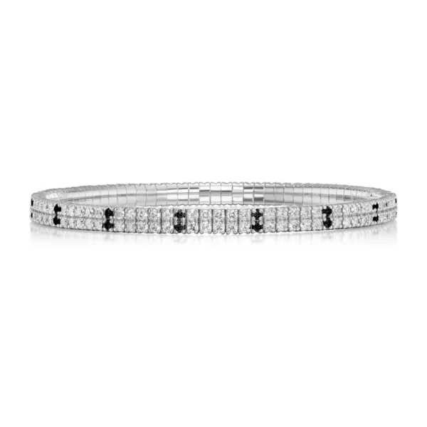 Double Row Black Diamond Stretch Bracelet
