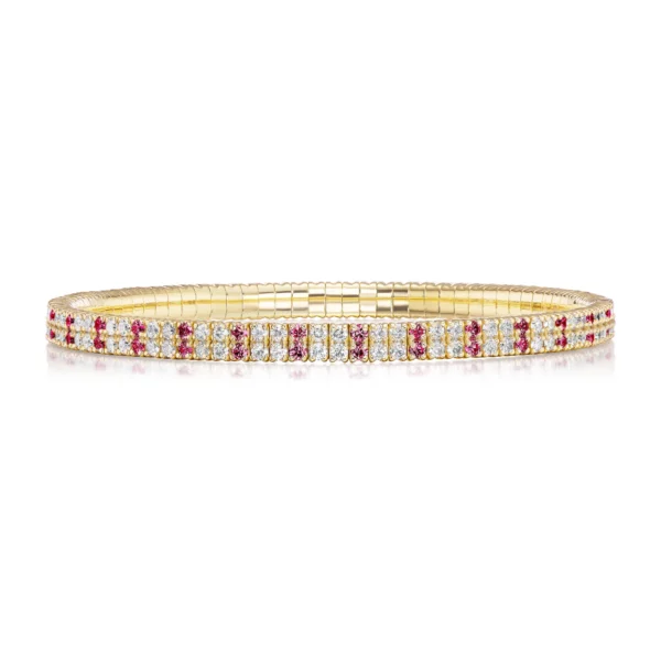 Ruby Double Row Stretch Bracelet - Image 2