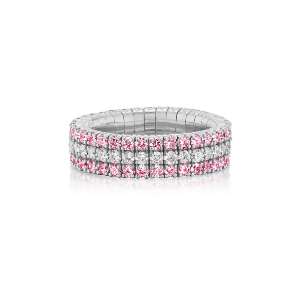 Pink Sapphire Triple Row Stretch Ring