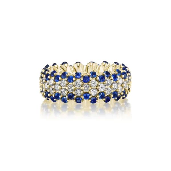 Blue Sapphire Multi Row Stretch Ring - Image 4