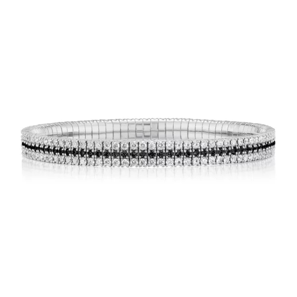 Triple Row Black Diamond Stretch Bracelet