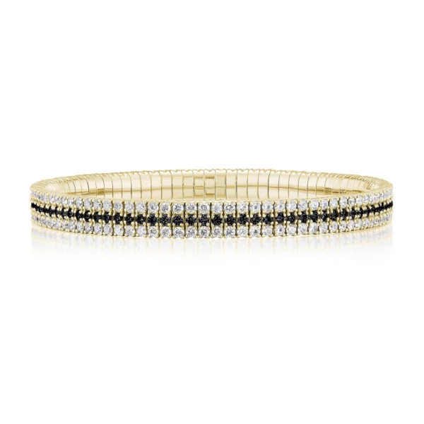 Triple Row Black Diamond Stretch Bracelet - Image 3