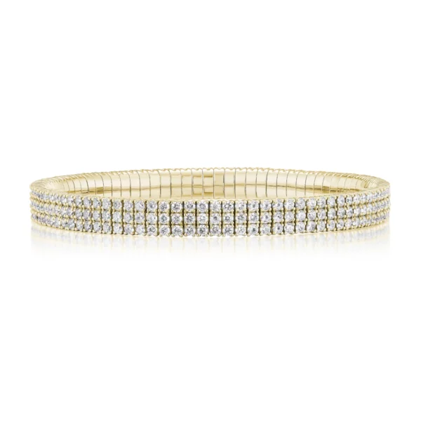 Triple Row Diamond Stretch Bracelet - Image 2