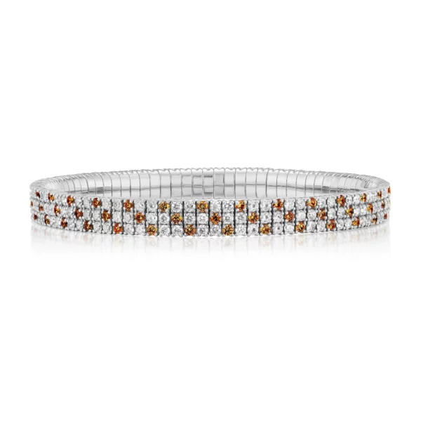 Orange Sapphire Triple Row Stretch Bracelet - Image 3