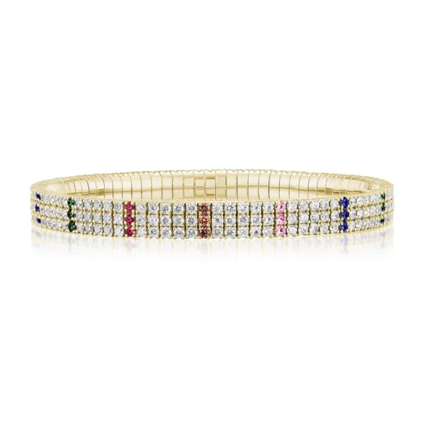Rainbow Triple Row Stretch Bracelet - Image 2