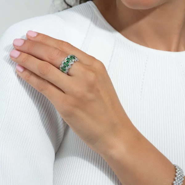 Tsavorite Multi Row Stretch Ring - Image 3