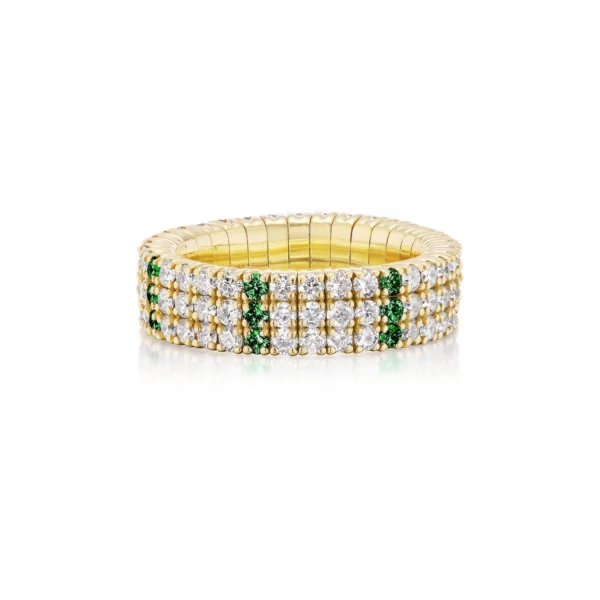 Tsavorite Triple Row Stretch Ring - Image 4