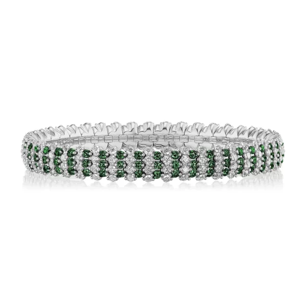 Tsavorite Multi Row Stretch Bracelet - Image 3