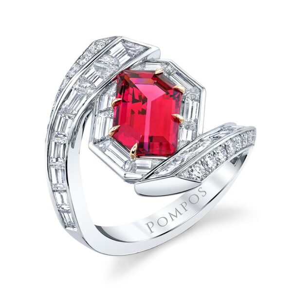 Fancy Cut Pinkish Red Spinel Ring - Image 2