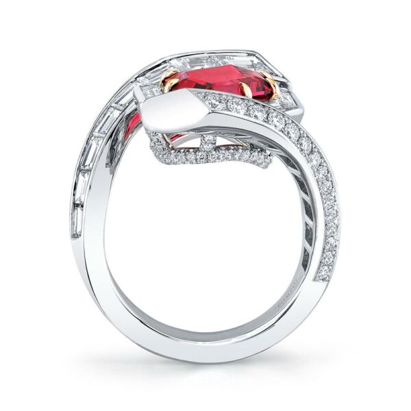 Fancy Cut Pinkish Red Spinel Ring - Image 3