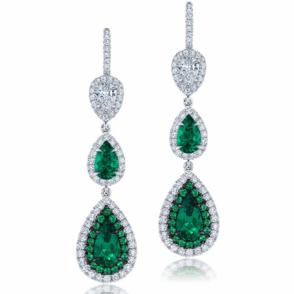 Colombian Emerald & Diamond Drop Earrings