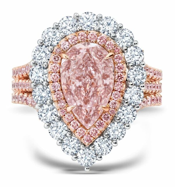 Fancy Pink & White Diamond Halo Ring