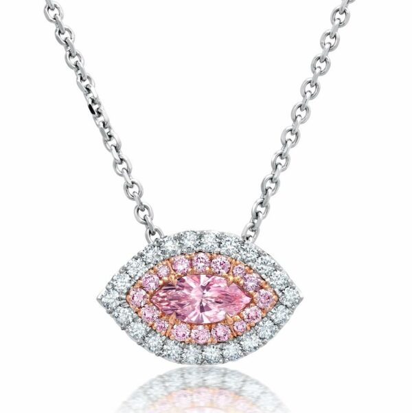 Fancy Pink Diamond Halo Necklace