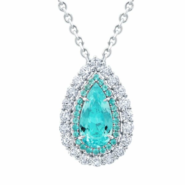Pariaba & Diamond Halo Necklace