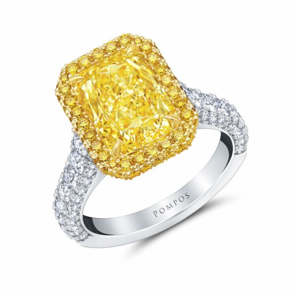 Fancy Yellow Diamond Halo Ring - Image 2