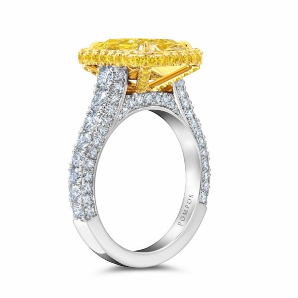 Fancy Yellow Diamond Halo Ring - Image 3