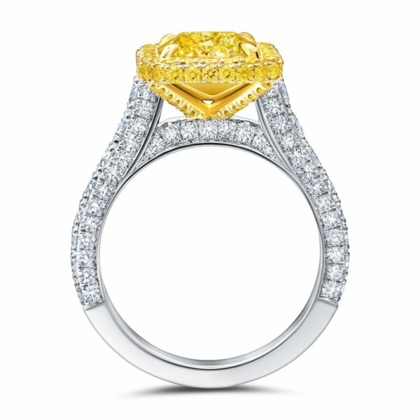 Fancy Yellow Diamond Halo Ring - Image 4