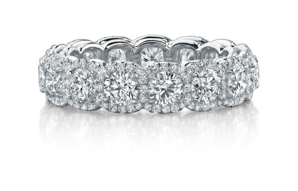 Round Diamond Halo Eternity Band