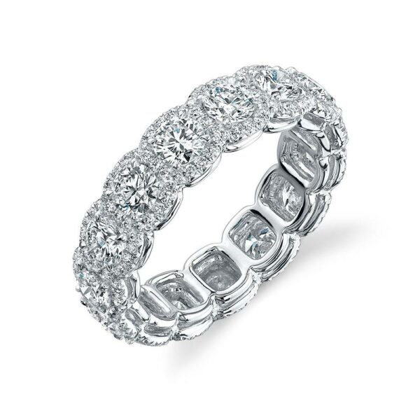 Round Diamond Halo Eternity Band - Image 2