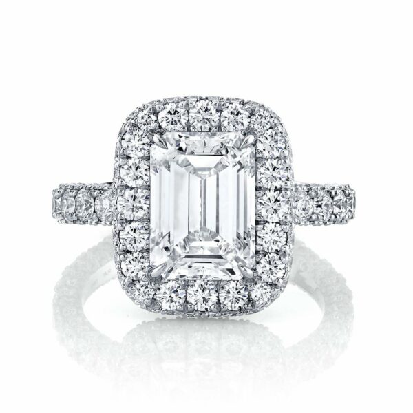 Emerald-Cut Halo Diamond Ring