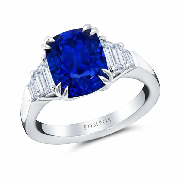 Cushion-Cut Ceylon Sapphire Ring - Image 3