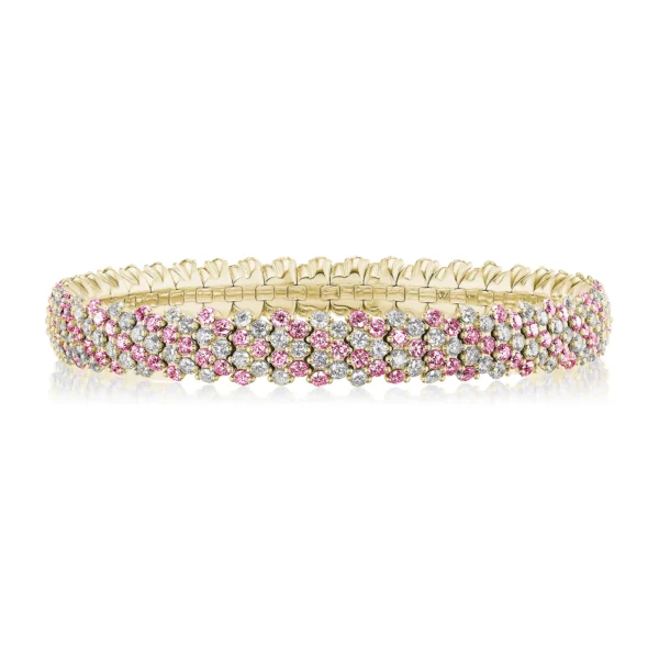 Pink Sapphire Multi Row Stretch Bracelet - Image 2