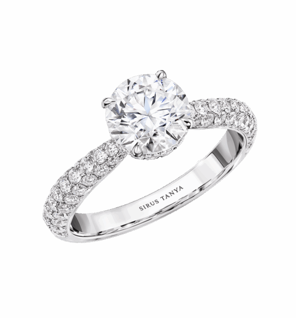 Round Diamond Pave Engagement Ring