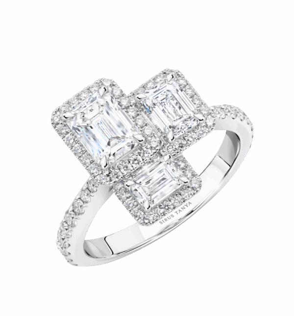 Emerald-Cut Diamond Trio Ring