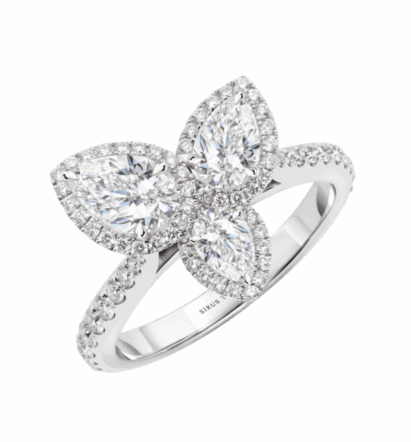 Pear-Shaped Diamond Trio Ring