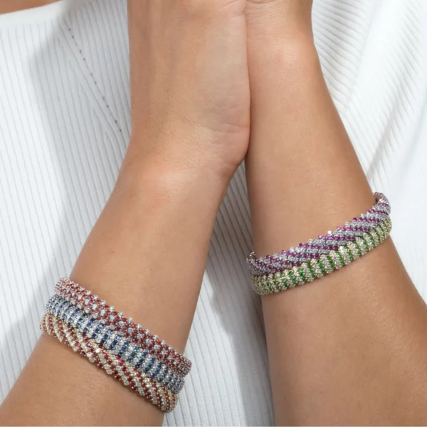 Orange Sapphire Multi Row Stretch Bracelet - Image 2
