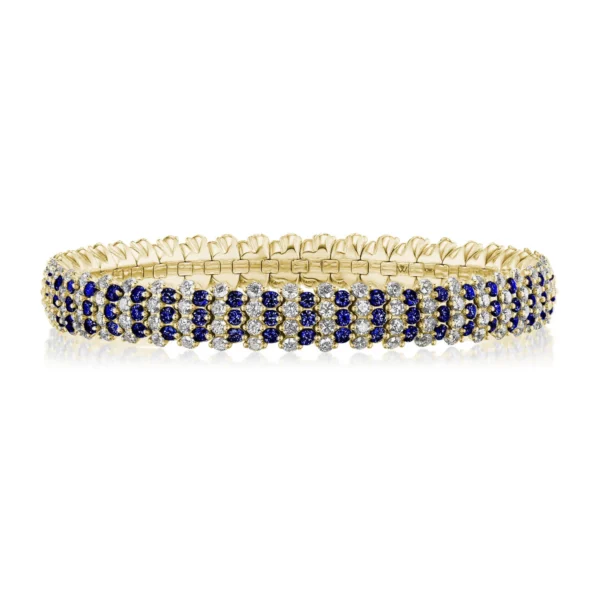 Blue Sapphire Multi Row Stretch Bracelet - Image 3
