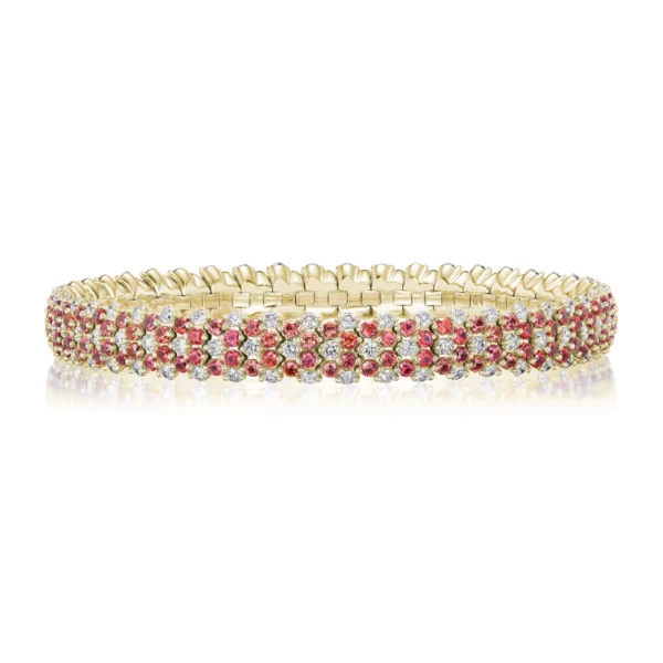 Orange Sapphire Multi Row Stretch Bracelet - Image 5