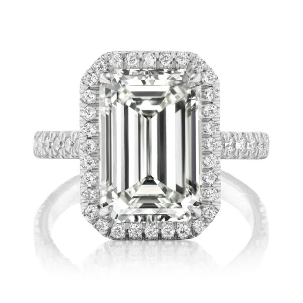 Emerald-Cut Halo Diamond Ring