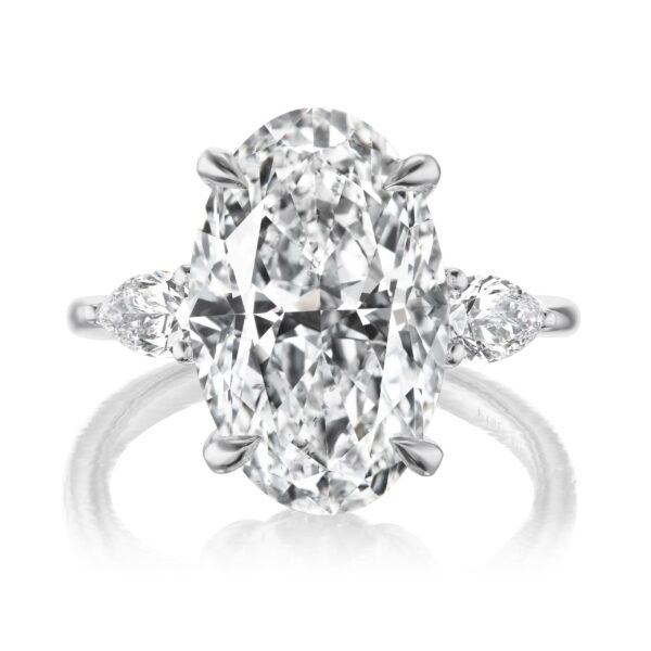 Elongated Oval Three-Stone Diamond Ring