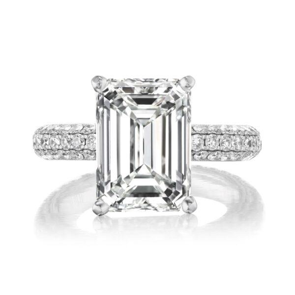 Emerald-Cut Pave Diamond Ring