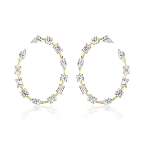 Fancy Shaped Diamond Bar Hoops