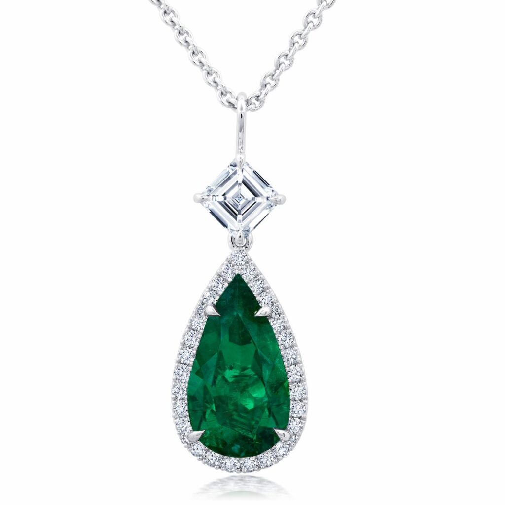 Emerald & Diamond Drop Pendant